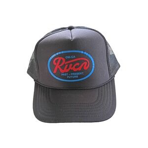 RVCA Nations Black Trucker Mesh Hat Adjustable Snapback  Otto Foam Front
